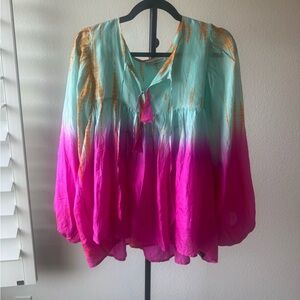 Karina Grimaldi Pink and Blue Ombre Blouse